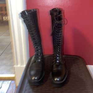 Black Zara combat knee length boots